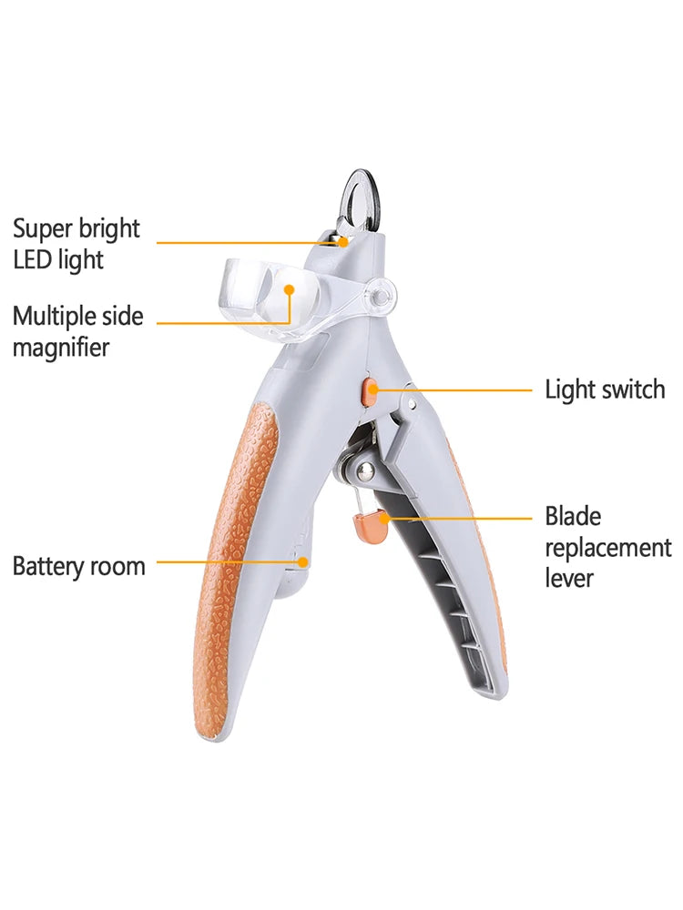 1pc Professional Clipper for dogs Dog Nail Trimmer Pet Cat Claw Grinder With LED Light 5X Magnifier Safety Pet Nail Clippers
